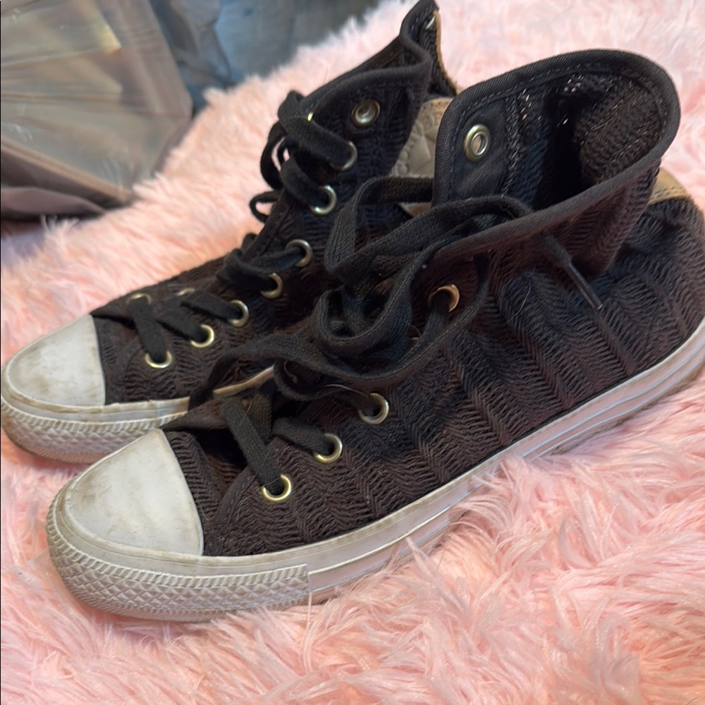 Converse Grey Crochet Style High-Top Sneakers